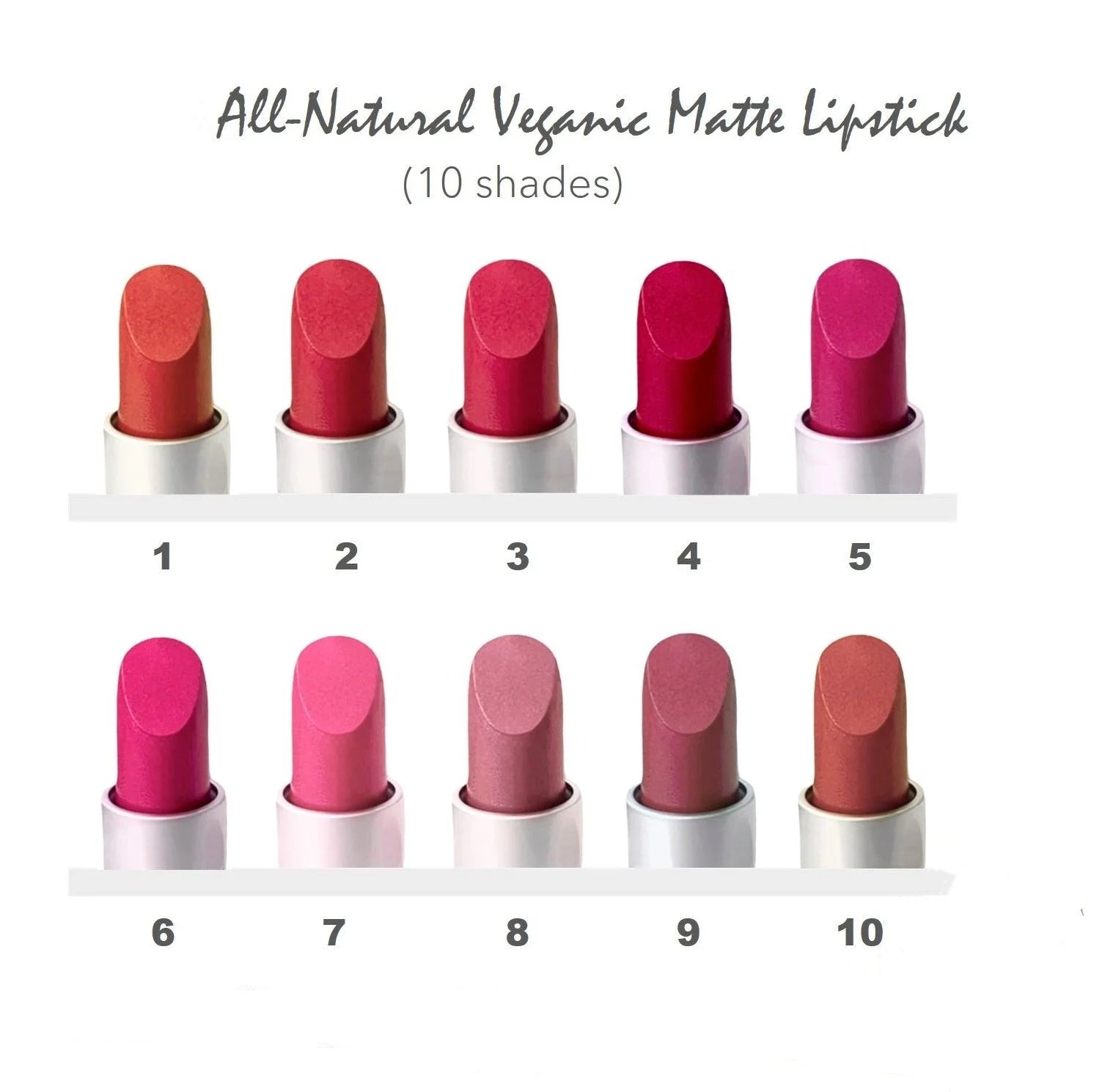All-Natural Veganic Matte Lipstick (10 Shades) (4g, 0.14oz.)-1